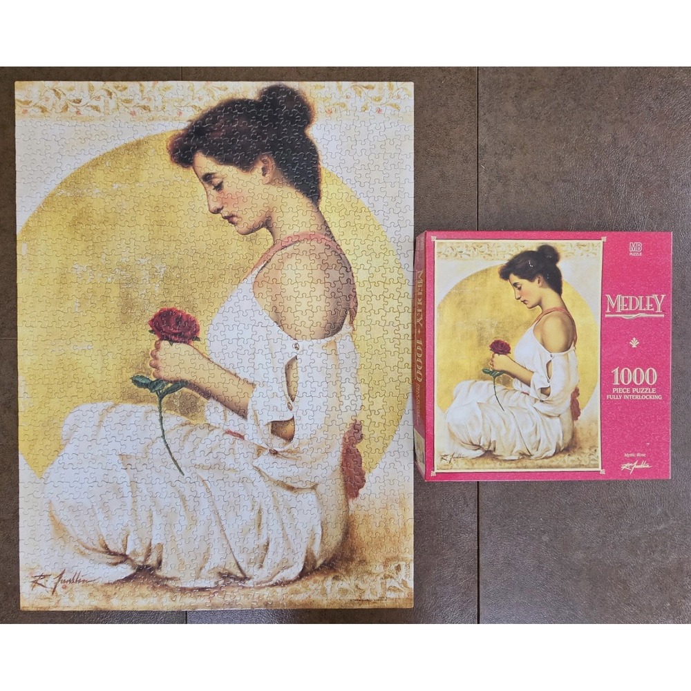 Medley MYSTIC ROSE 1000 Piece Jigsaw Puzzle 1996 Milton Bradley R. Franklin COMP
